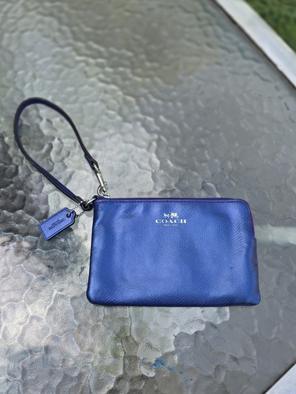 Coach Purple Metallic Leather Wristlet